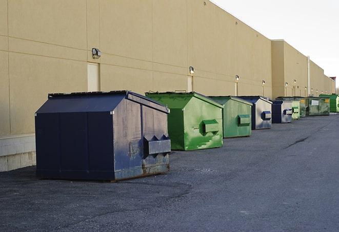 an arrangement of durable and robust disposal containers utilized on a construction project in Benton